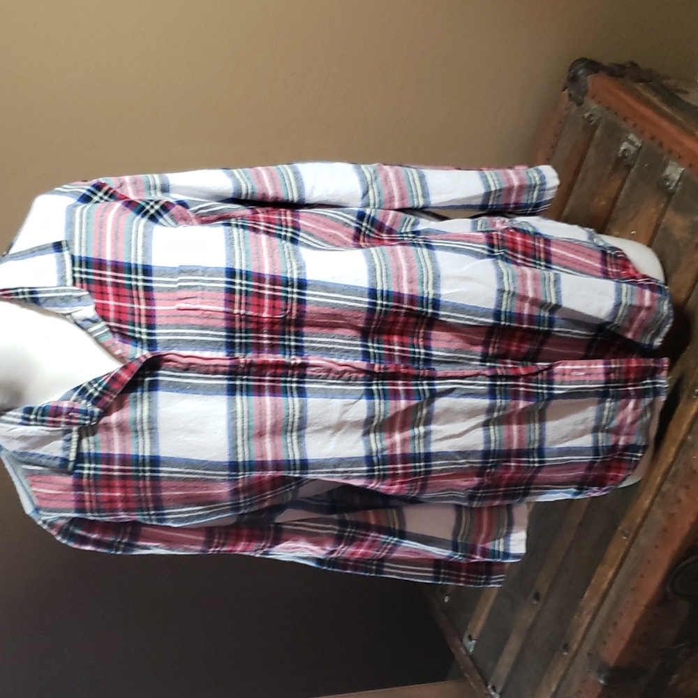 Old Navy Red, White, Blue, and Black Flannel Button Down (0487) 💥
